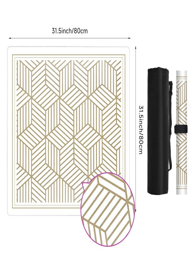 Deyimmei Mahjong Mat for Table - Non-Slip Mahjong Table Cover with Storage Pockets, Perfect Mahjong Accessories & Gifts for Women, Men, and Mahjong Enthusiasts (Golden Herringbone) - Image 2